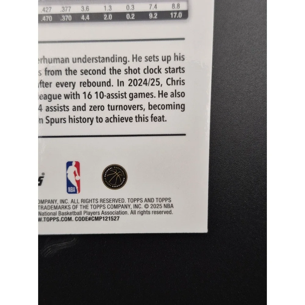 2025-26 Topps Chrome Chris Paul #219 Pulsar Refractor MISCUT RARE Spurs